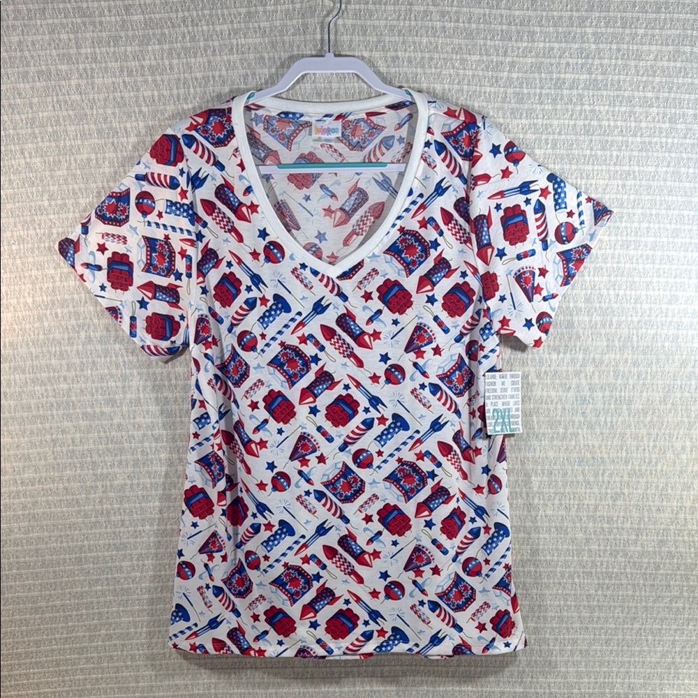 LuLaRoe Fireworks and Rockets Tee - NWT